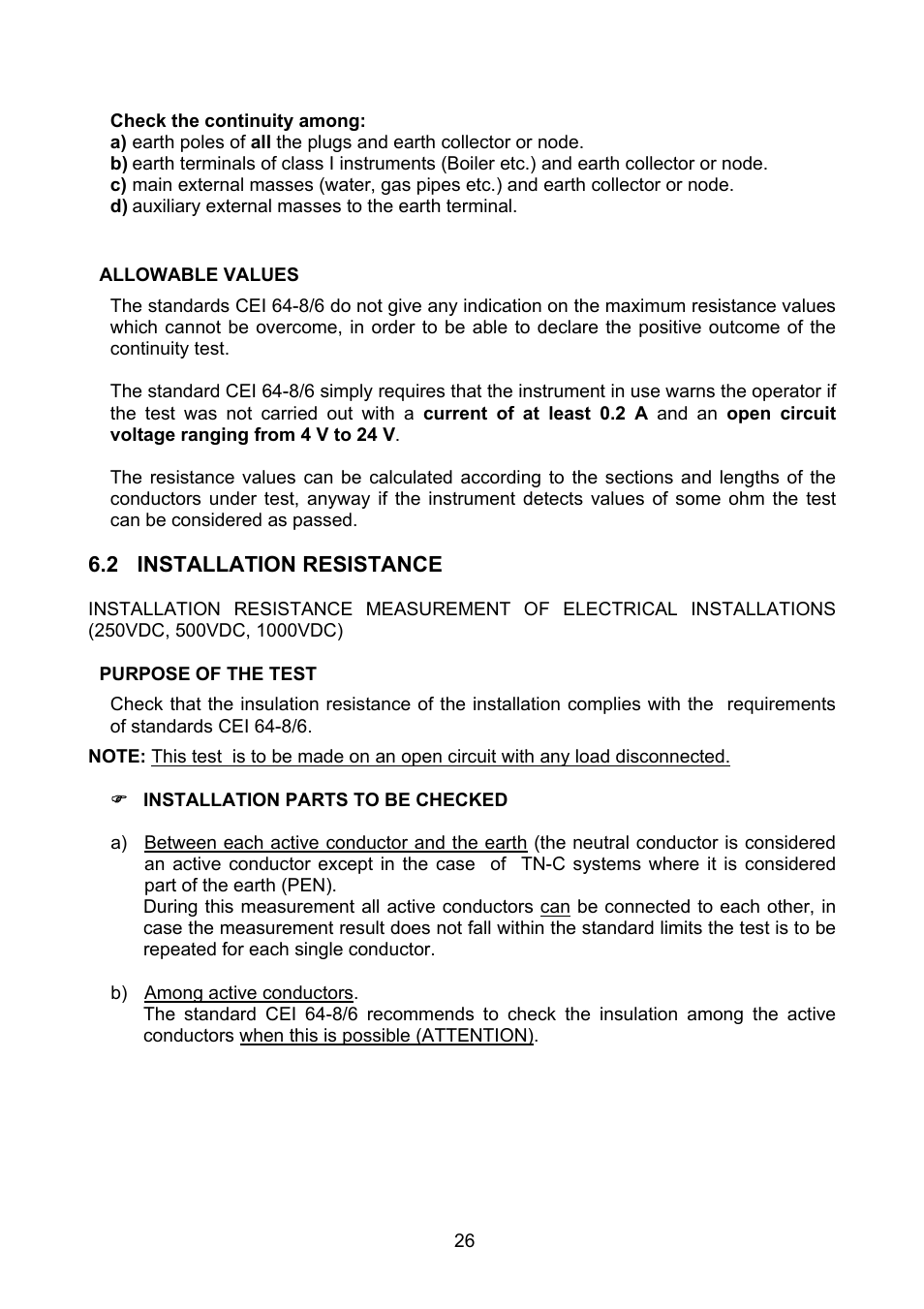 Installation resistance | Amprobe MEGATEST-1000 Megohmmeter User Manual | Page 27 / 100