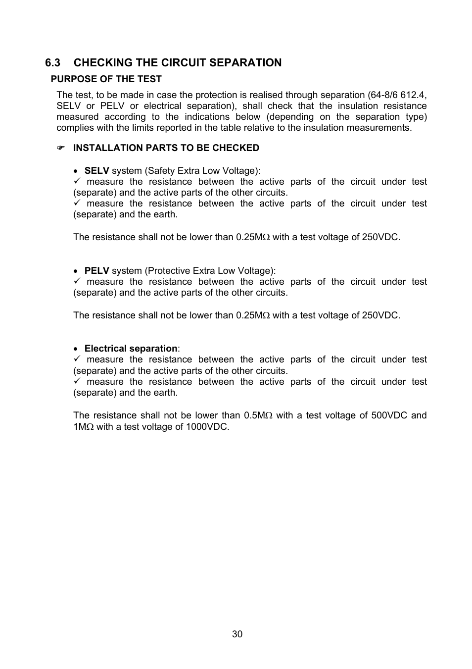 Checking the circuit separation | Amprobe MEGATEST-1000 Megohmmeter User Manual | Page 31 / 100