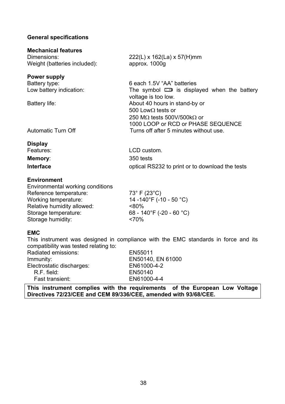 Amprobe MEGATEST-1000 Megohmmeter User Manual | Page 39 / 100