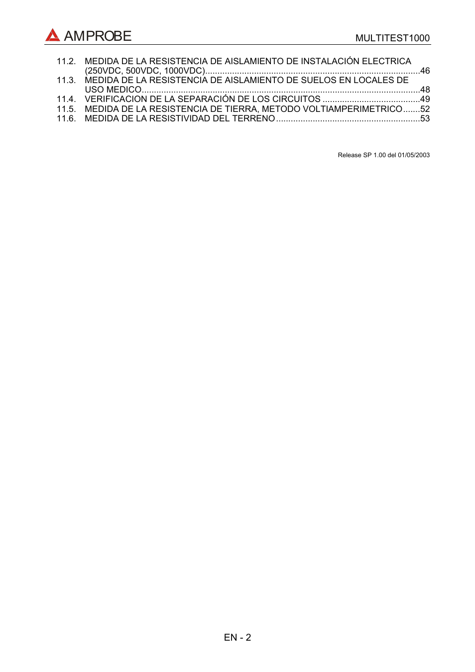 Amprobe | Amprobe MEGATEST-1000 Megohmmeter User Manual | Page 46 / 100