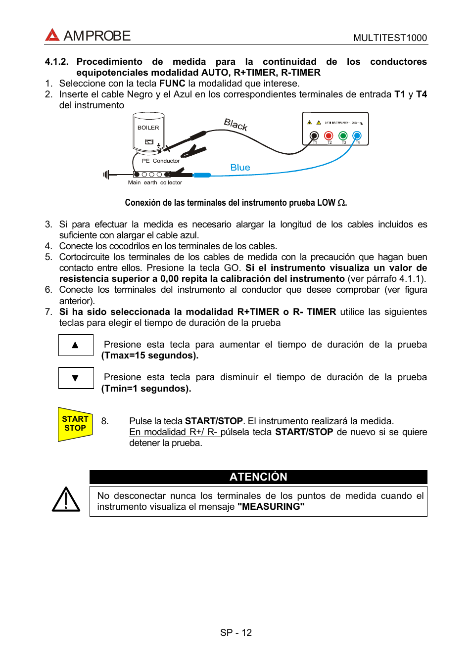 Amprobe, Atención | Amprobe MEGATEST-1000 Megohmmeter User Manual | Page 56 / 100