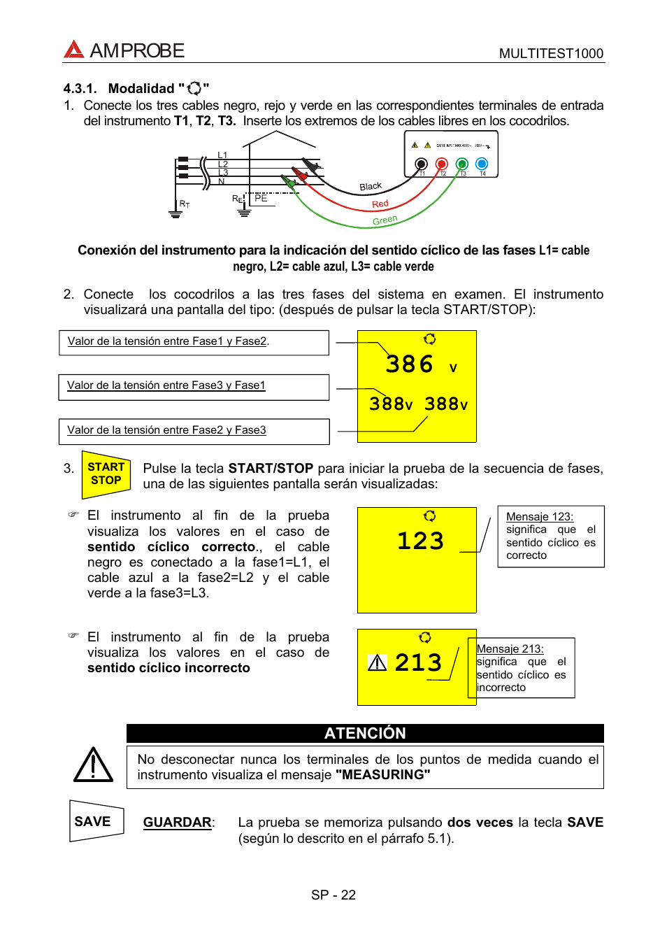 Modalidad, Amprobe | Amprobe MEGATEST-1000 Megohmmeter User Manual | Page 66 / 100