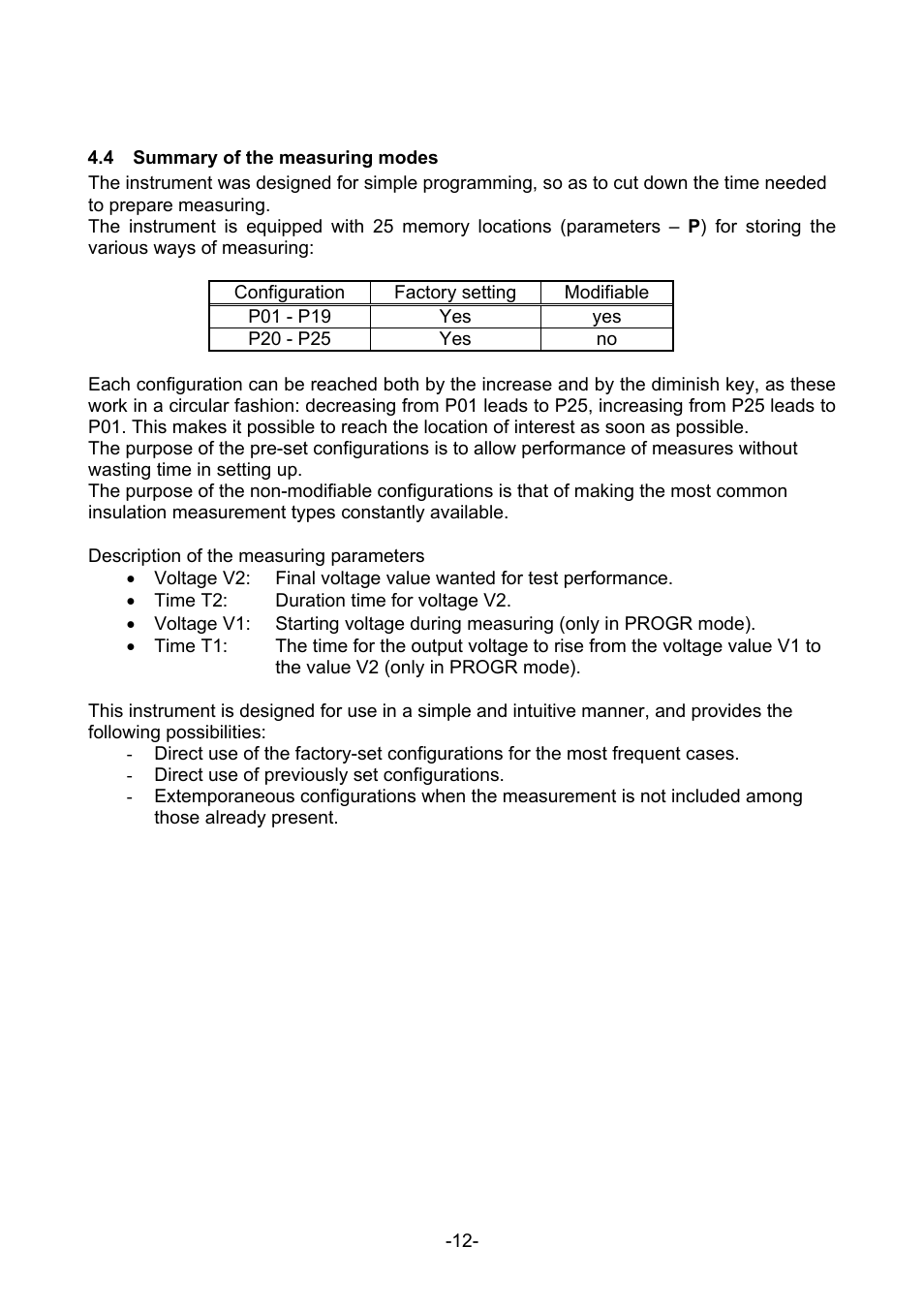 Ummary of the measuring modes | Amprobe MEGATEST-5000 Megohmmeter User Manual | Page 14 / 32