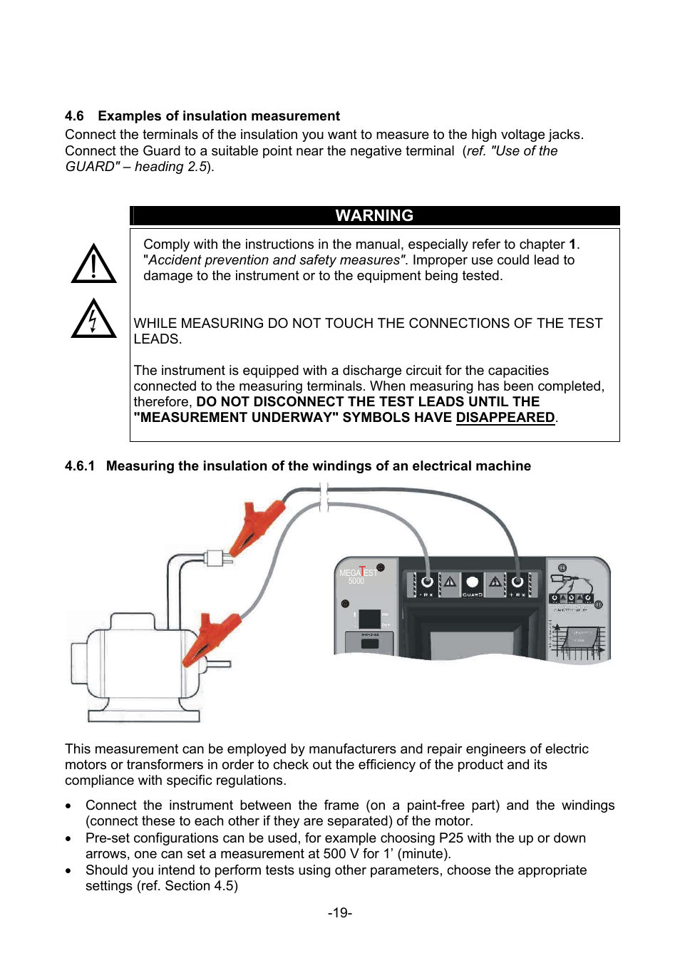 Xamples of insulation measurement | Amprobe MEGATEST-5000 Megohmmeter User Manual | Page 21 / 32