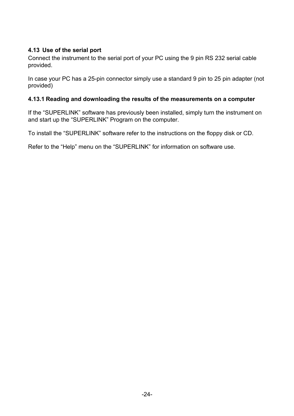 13 u, Se of the serial port | Amprobe MEGATEST-5000 Megohmmeter User Manual | Page 26 / 32