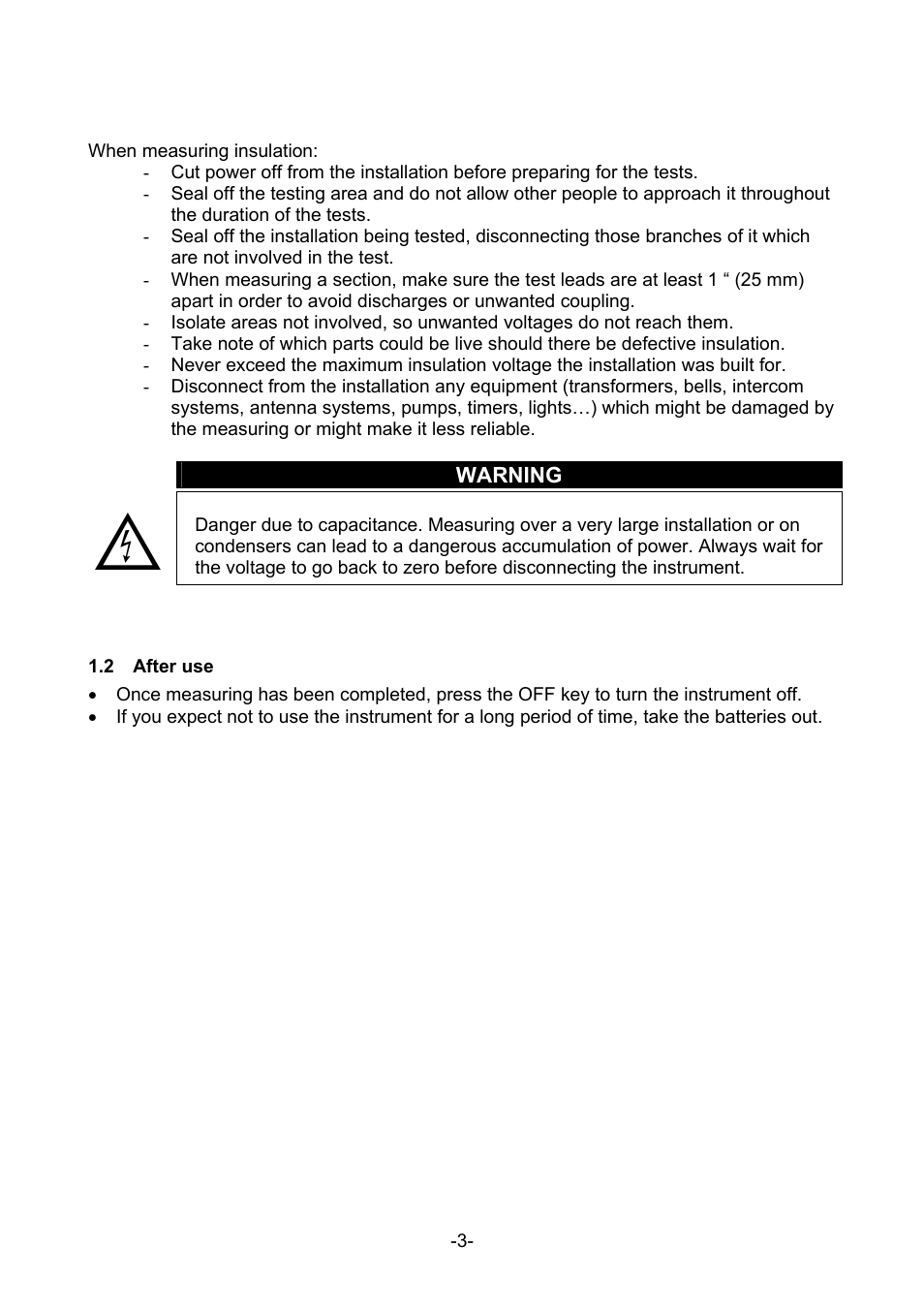 Fter use | Amprobe MEGATEST-5000 Megohmmeter User Manual | Page 5 / 32