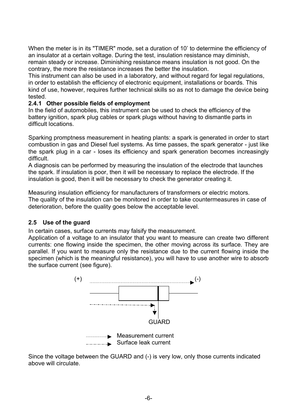 Other possible fields of employment, Se of the guard | Amprobe MEGATEST-5000 Megohmmeter User Manual | Page 8 / 32