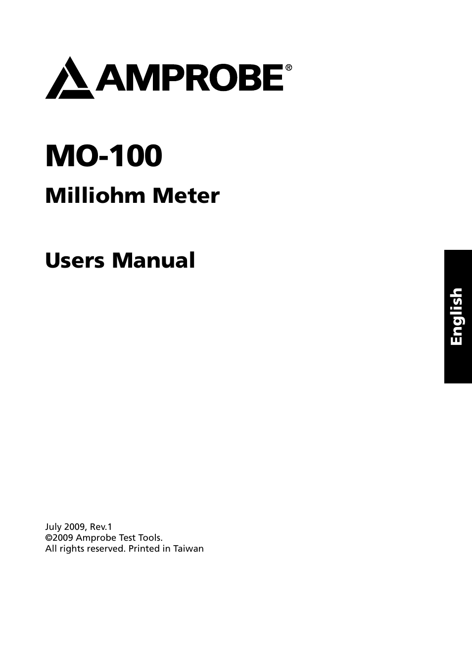 Mo-100, Milliohm meter users manual | Amprobe MO-100 Milliohm-Meter User Manual | Page 2 / 19