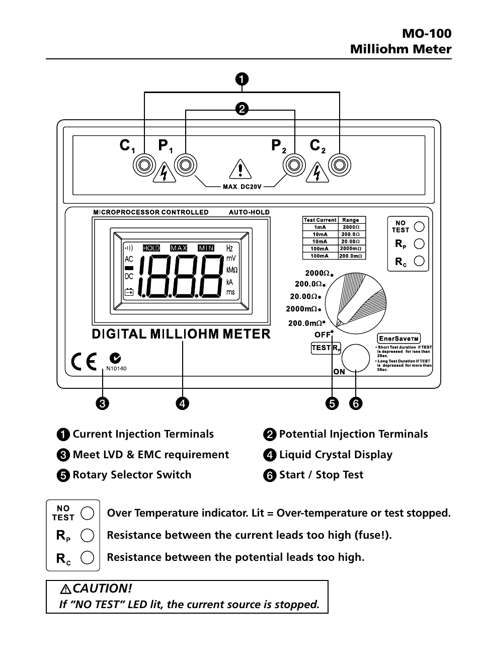 Amprobe MO-100 Milliohm-Meter User Manual | Page 4 / 19