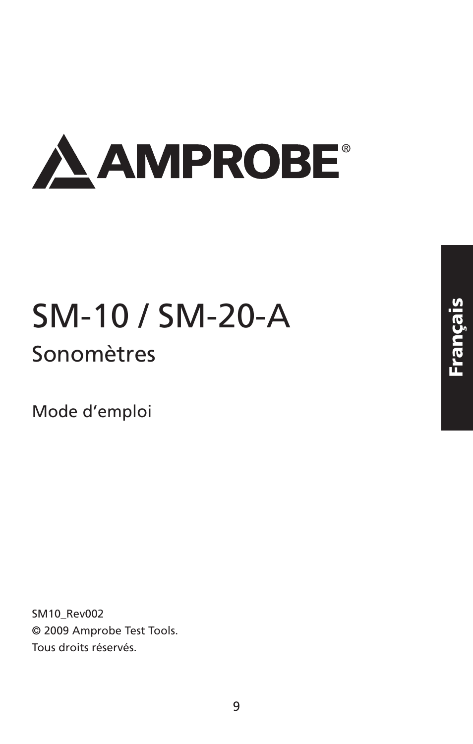 Sm-10 / sm-20-a, Sonomètres | Amprobe SM-10 Sound-Level-Meters User Manual | Page 10 / 50