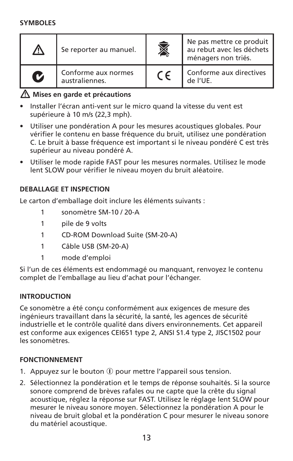 Amprobe SM-10 Sound-Level-Meters User Manual | Page 14 / 50