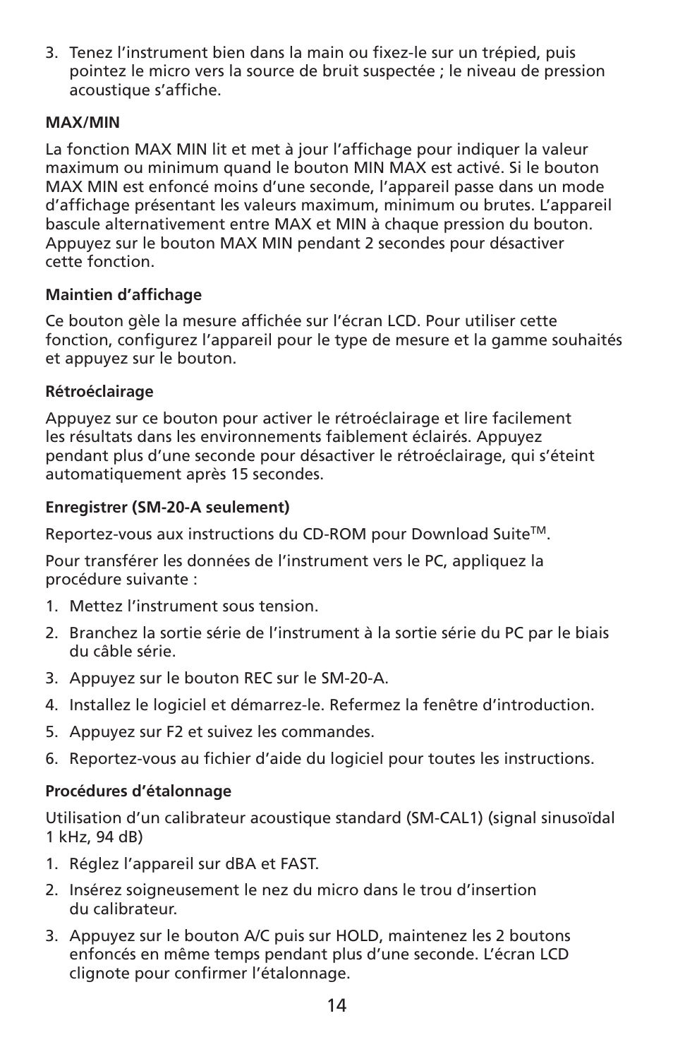 Amprobe SM-10 Sound-Level-Meters User Manual | Page 15 / 50