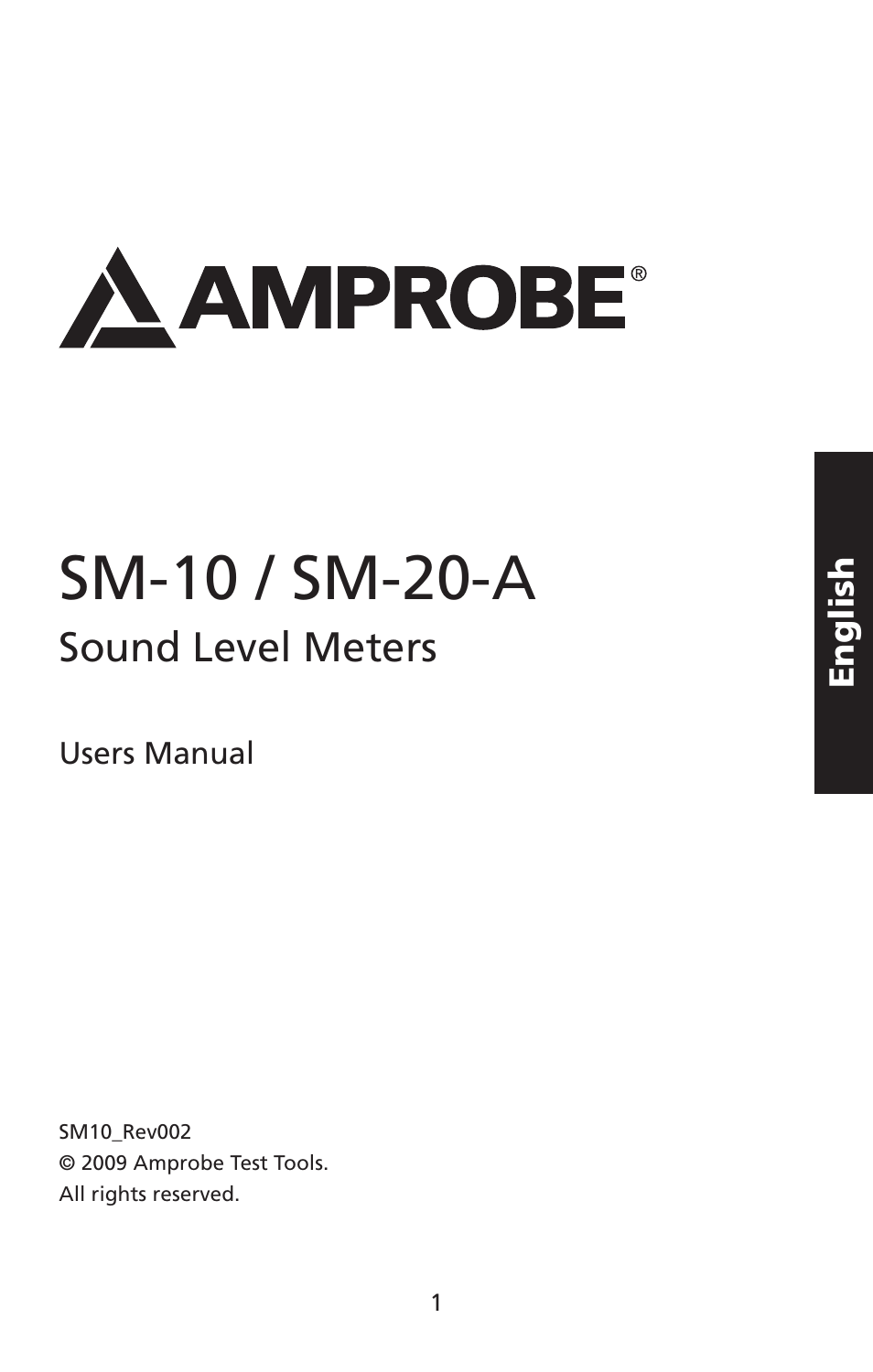 Sm-10 / sm-20-a, Sound level meters | Amprobe SM-10 Sound-Level-Meters User Manual | Page 2 / 50