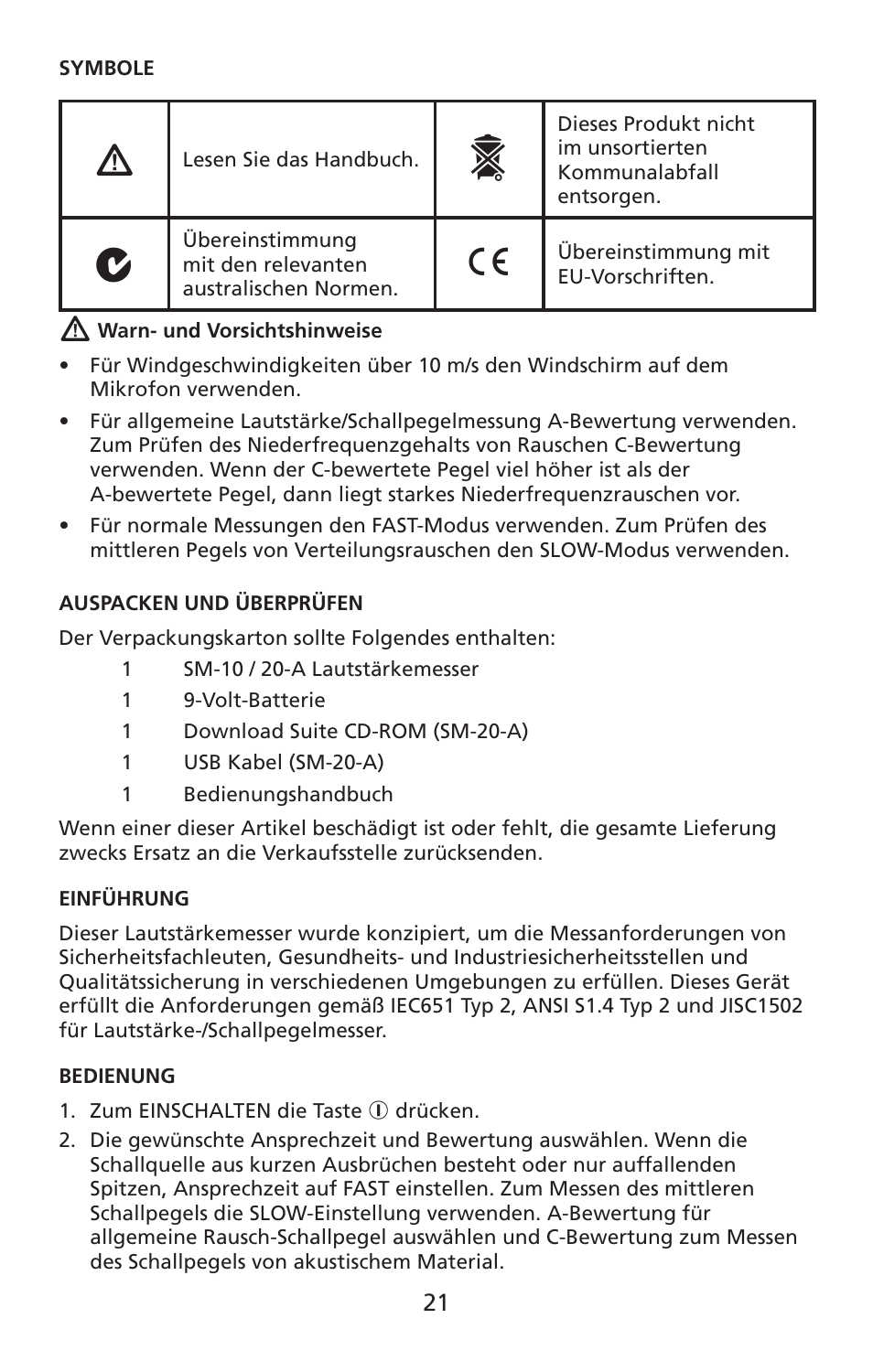 Amprobe SM-10 Sound-Level-Meters User Manual | Page 22 / 50