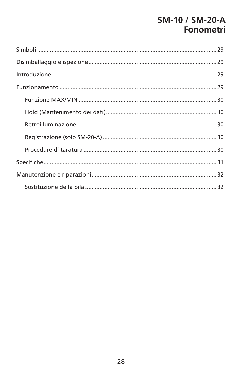 Sm-10 / sm-20-a fonometri | Amprobe SM-10 Sound-Level-Meters User Manual | Page 29 / 50