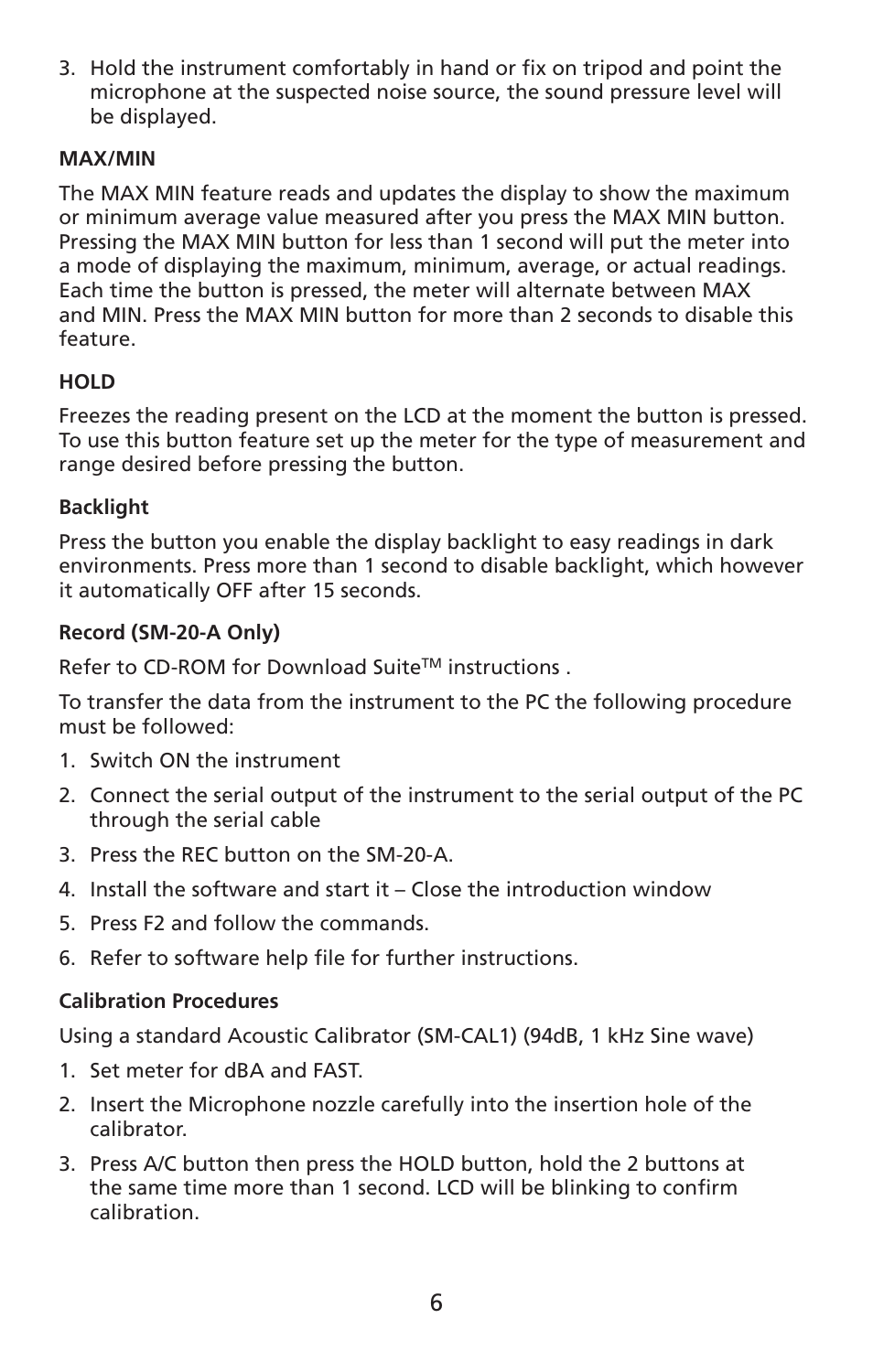 Amprobe SM-10 Sound-Level-Meters User Manual | Page 7 / 50