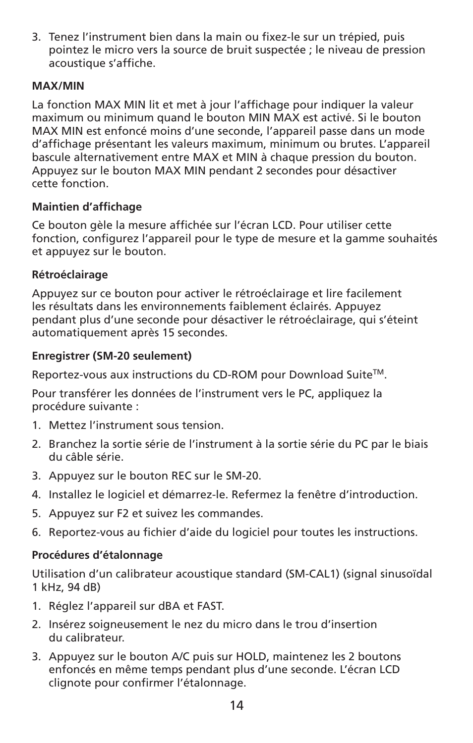 Amprobe SM-10 Sound-Level-Meters User Manual | Page 15 / 50