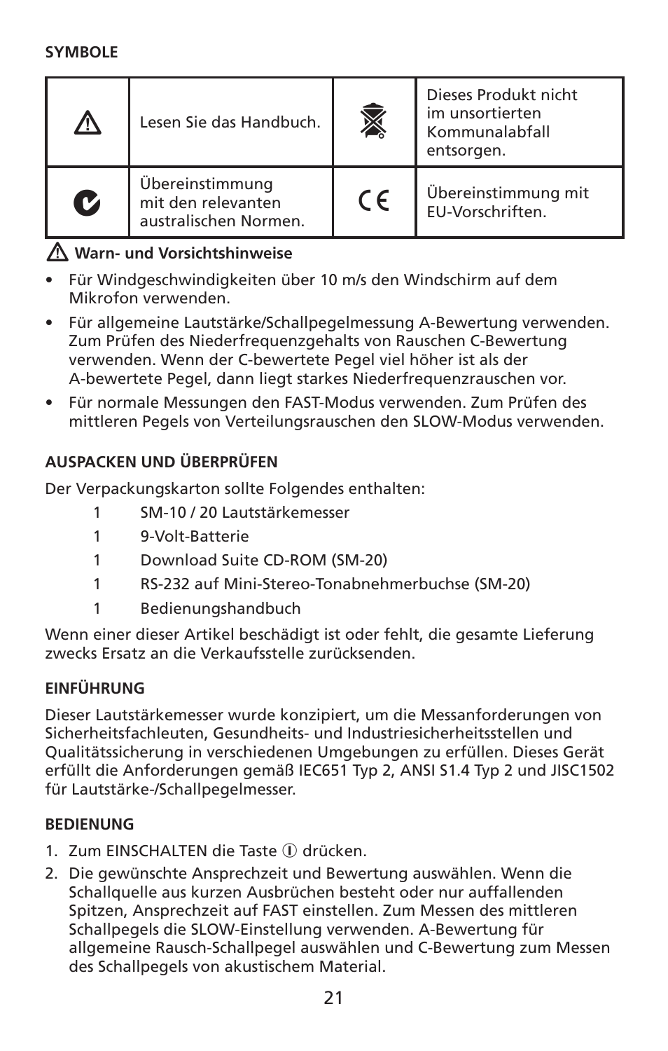 Amprobe SM-10 Sound-Level-Meters User Manual | Page 22 / 50