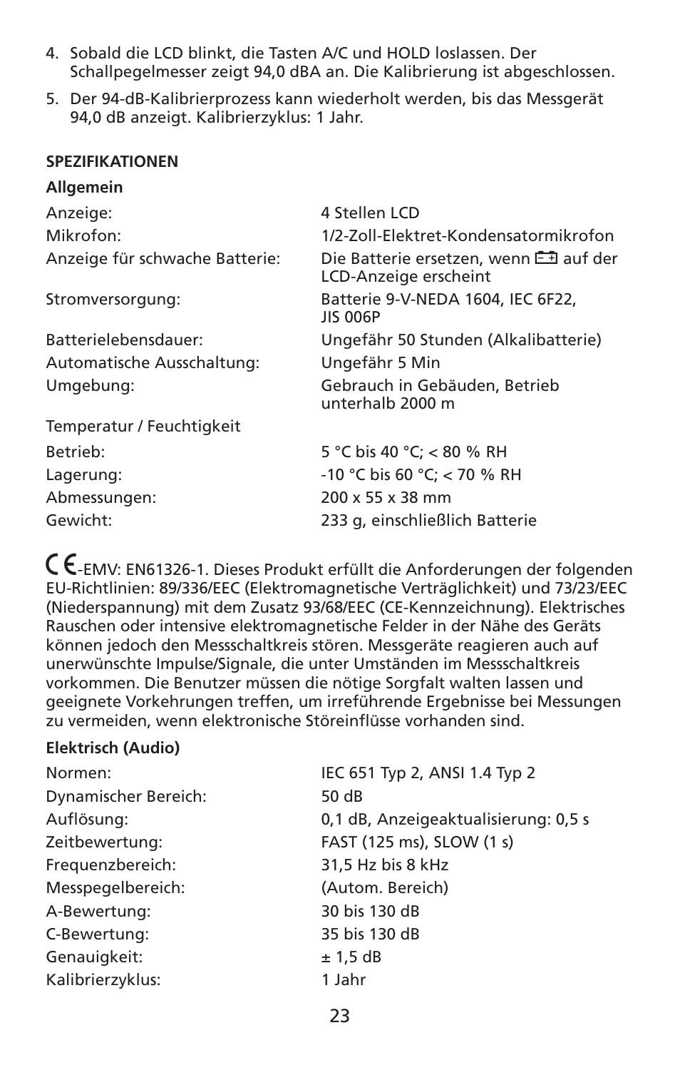 Amprobe SM-10 Sound-Level-Meters User Manual | Page 24 / 50