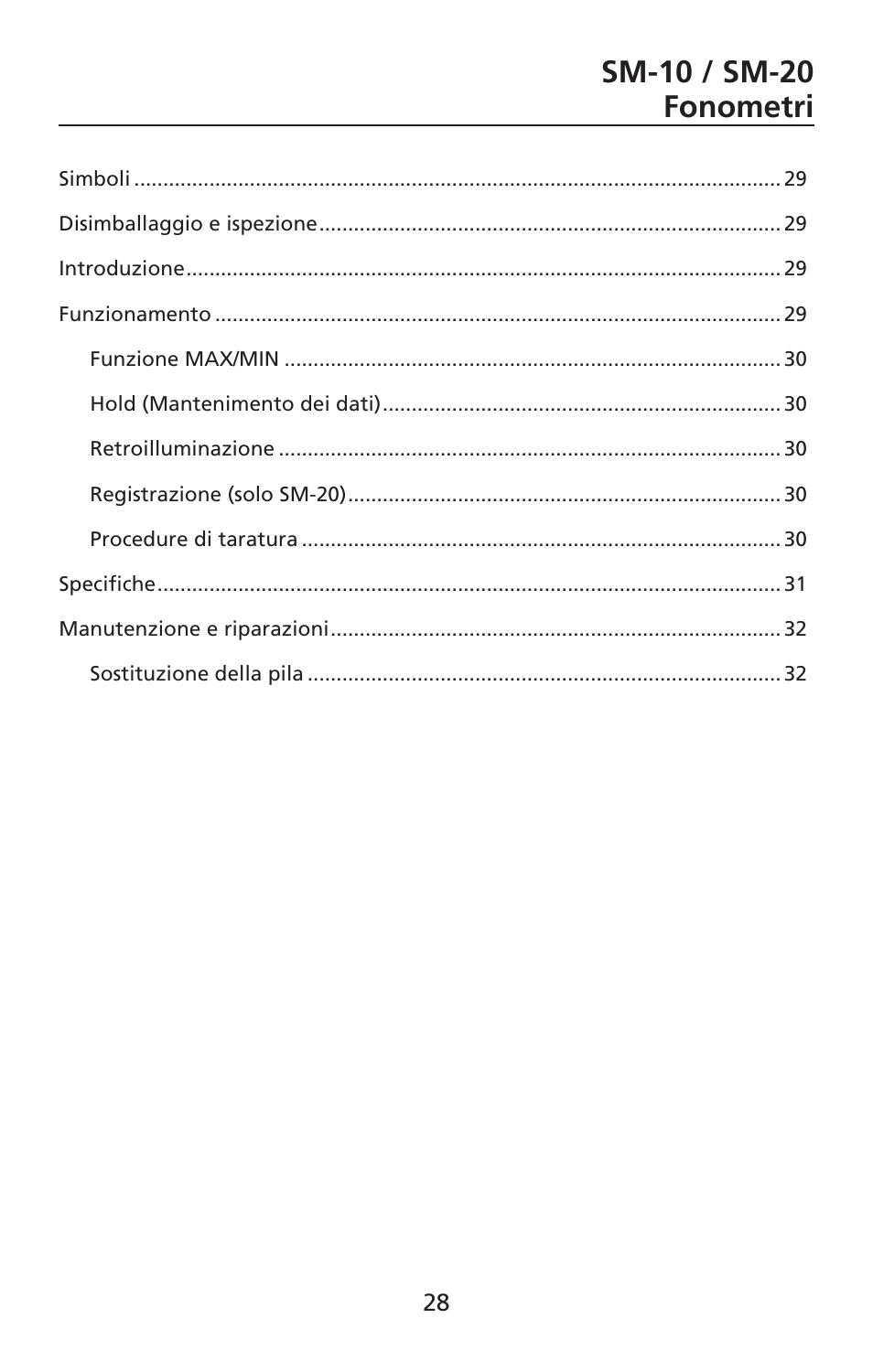 Sm-10 / sm-20 fonometri | Amprobe SM-10 Sound-Level-Meters User Manual | Page 29 / 50