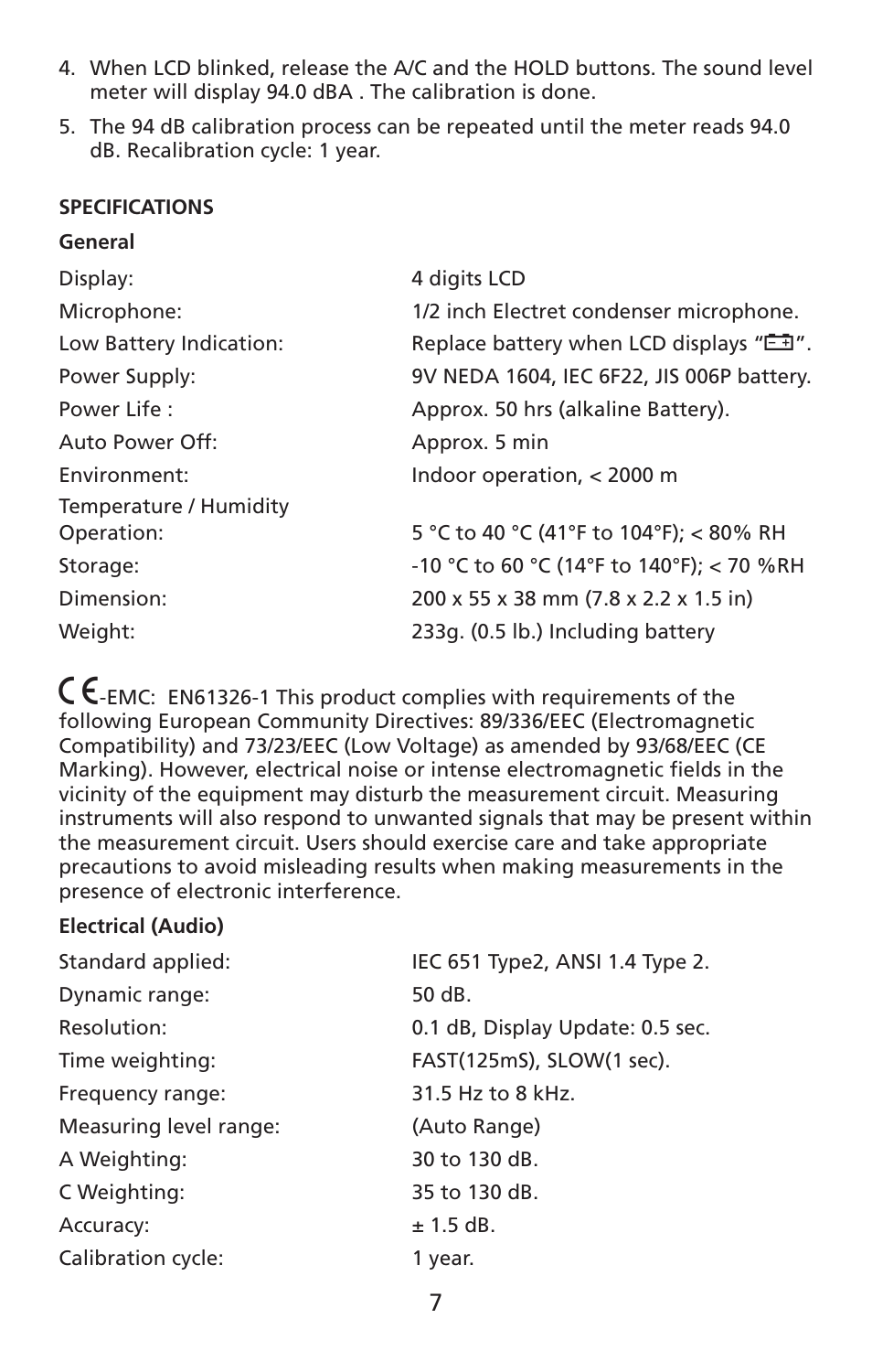 Amprobe SM-10 Sound-Level-Meters User Manual | Page 8 / 50