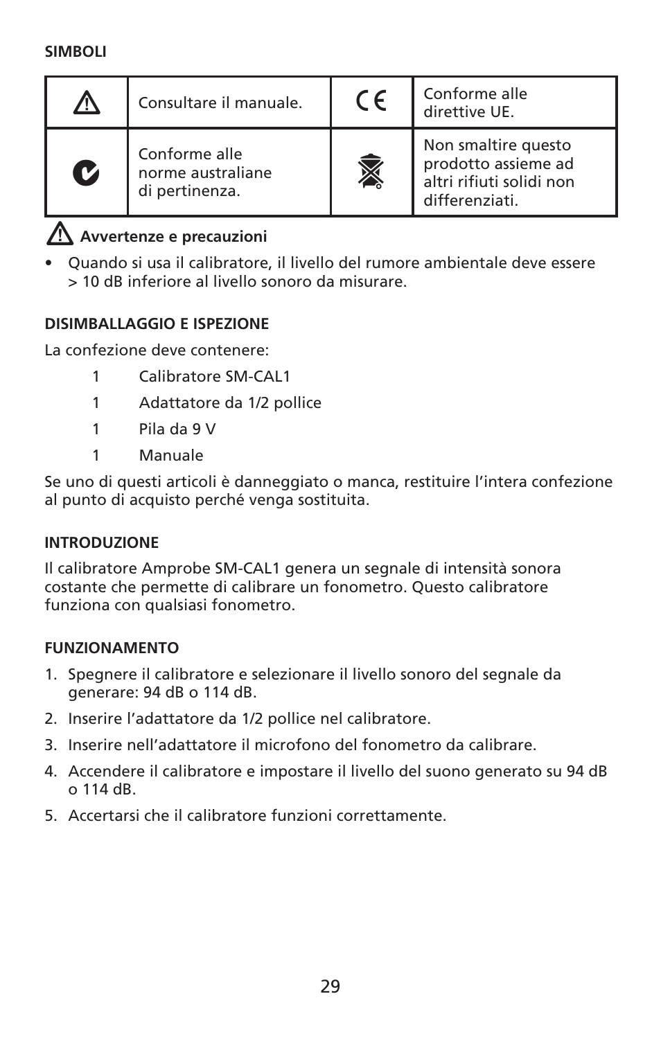 Amprobe SM-CAL1 Sound-Meter-Calibrator User Manual | Page 30 / 51