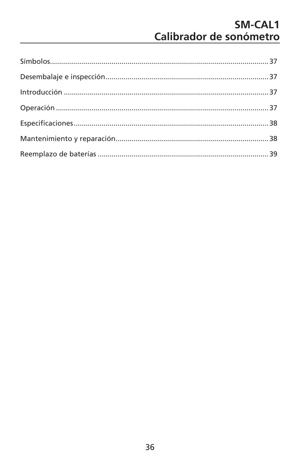 Sm-cal1 calibrador de sonómetro | Amprobe SM-CAL1 Sound-Meter-Calibrator User Manual | Page 37 / 51