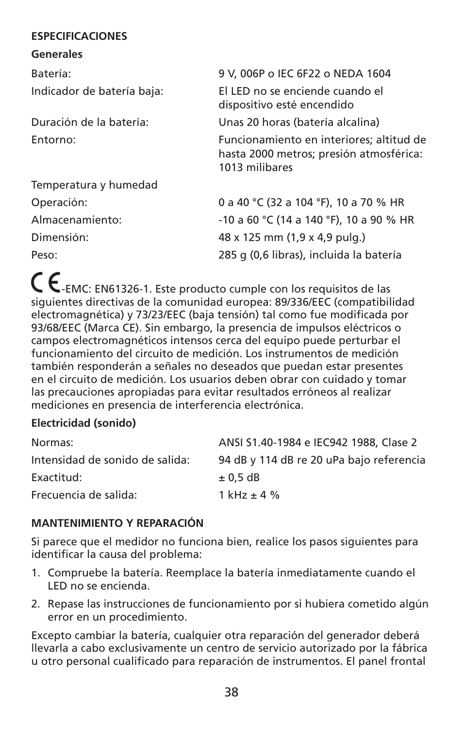 Amprobe SM-CAL1 Sound-Meter-Calibrator User Manual | Page 39 / 51