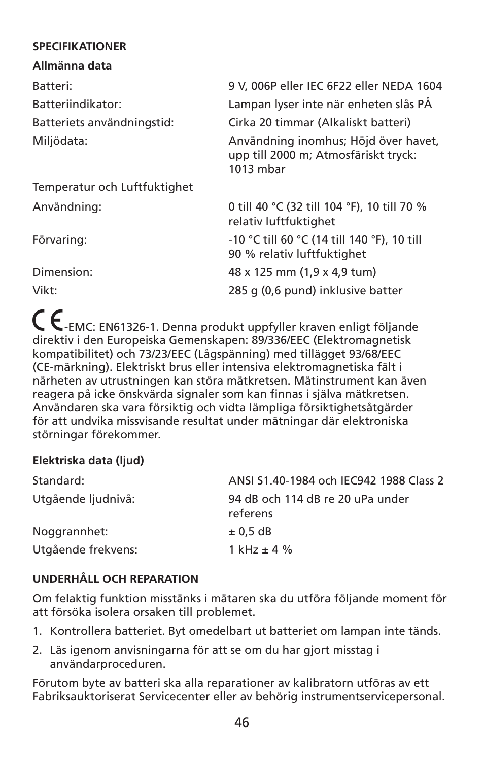 Amprobe SM-CAL1 Sound-Meter-Calibrator User Manual | Page 47 / 51