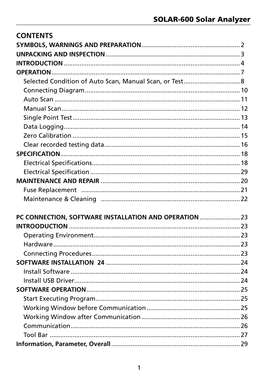 Amprobe SOLAR-600 Solar-Analyzer User Manual | Page 8 / 40