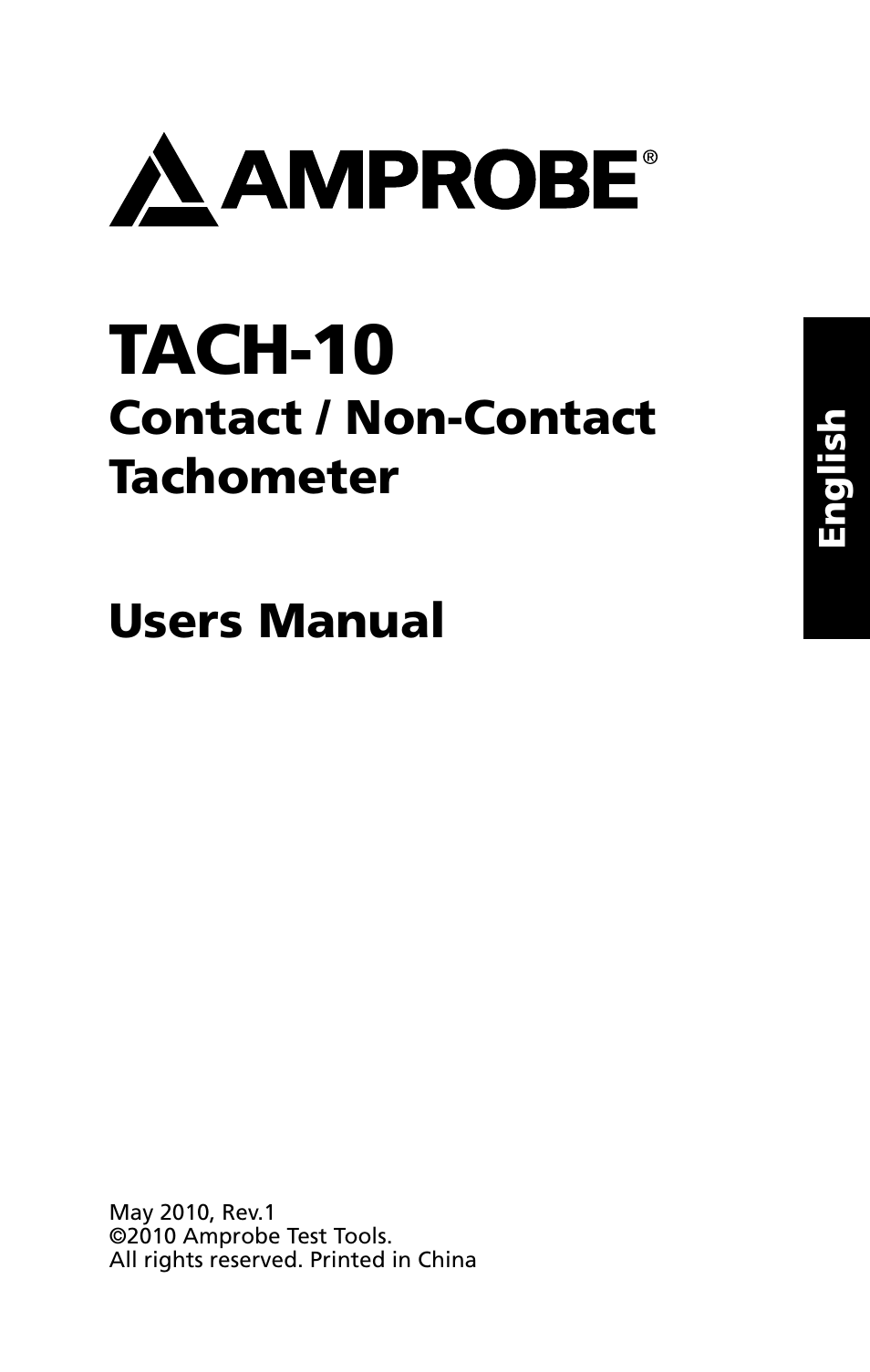 Tach-10, Contact / non-contact tachometer users manual | Amprobe TACH-10 Contact-NonContact-Tachometer User Manual | Page 3 / 16