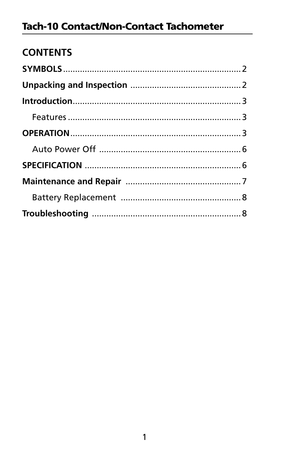 Amprobe TACH-10 Contact-NonContact-Tachometer User Manual | Page 8 / 16