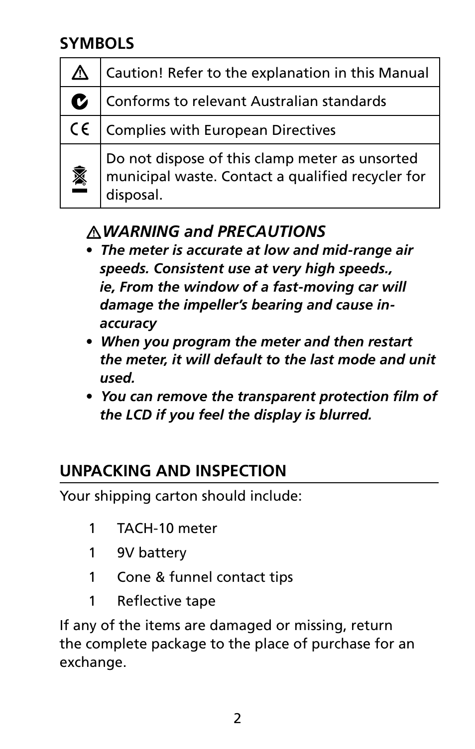 Amprobe TACH-10 Contact-NonContact-Tachometer User Manual | Page 9 / 16