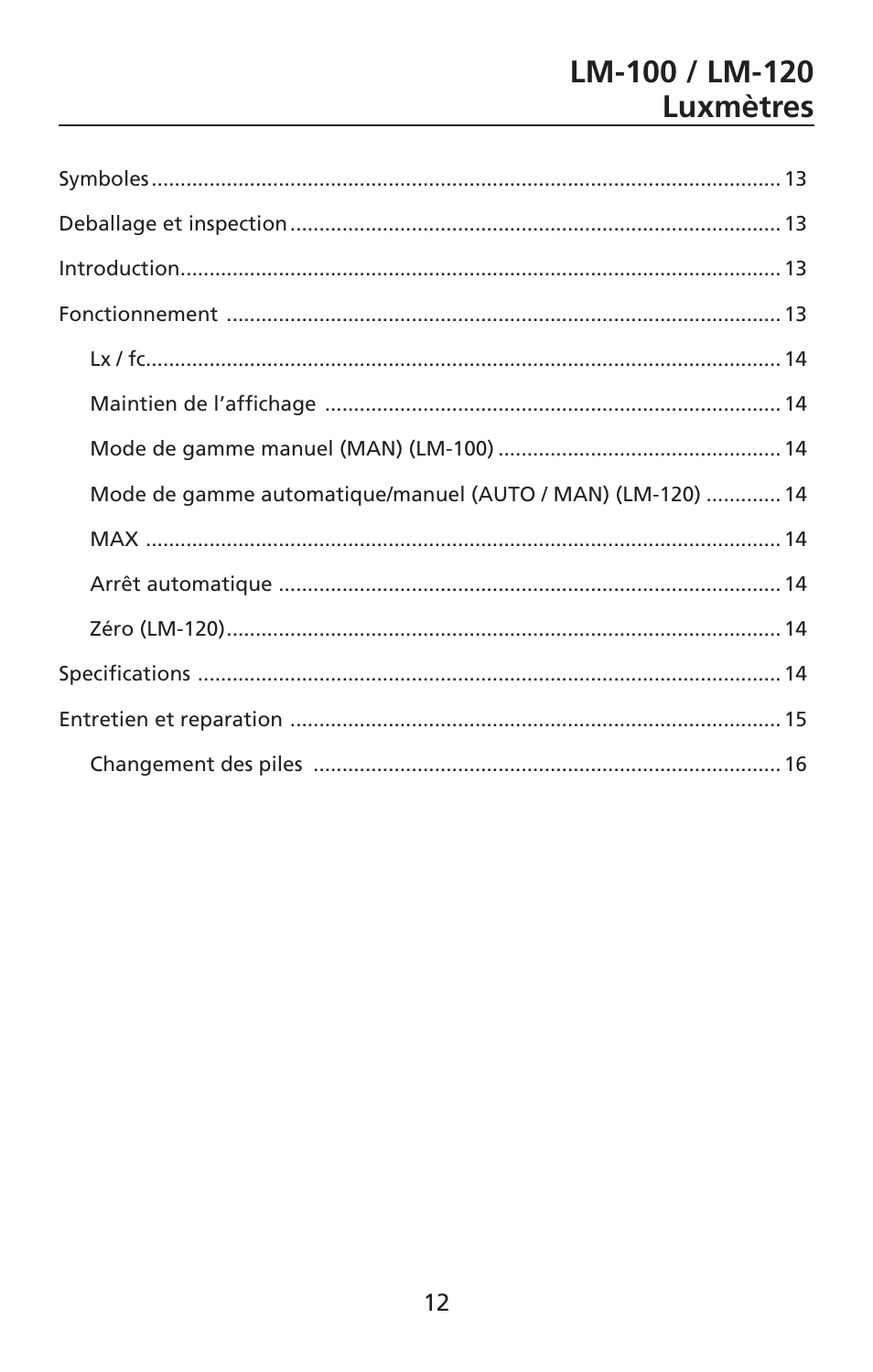 Amprobe LM-100 Light-Meters User Manual | Page 13 / 50