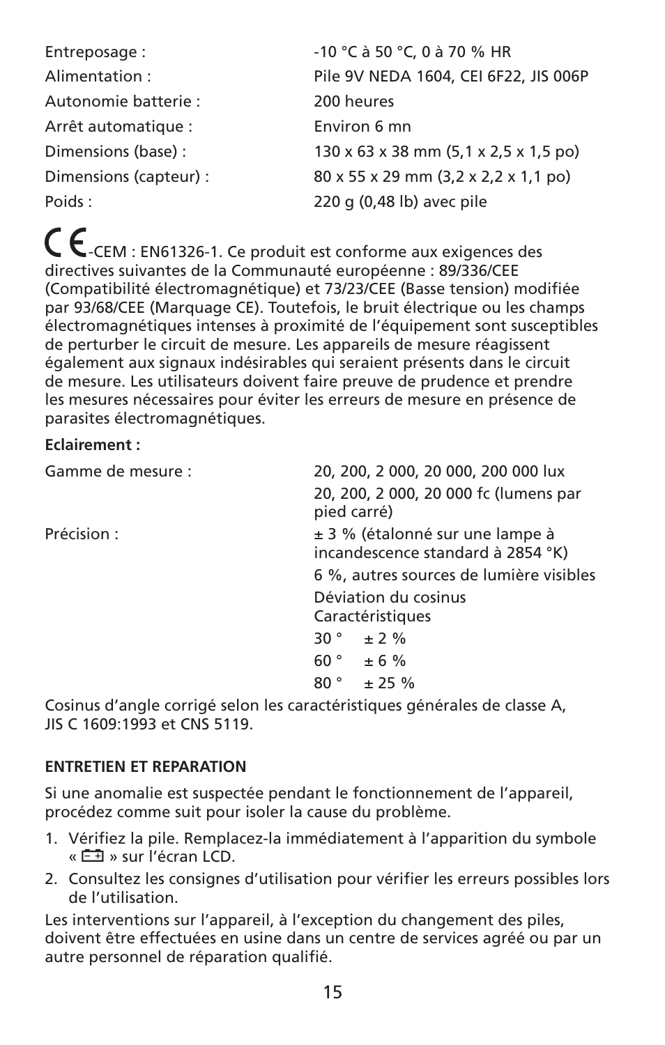 Amprobe LM-100 Light-Meters User Manual | Page 16 / 50