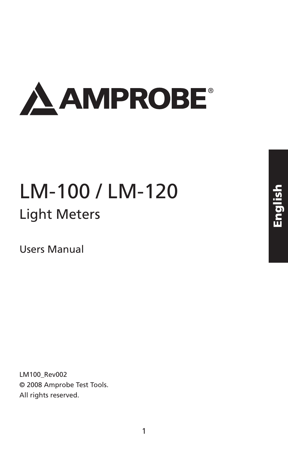 Light meters | Amprobe LM-100 Light-Meters User Manual | Page 2 / 50