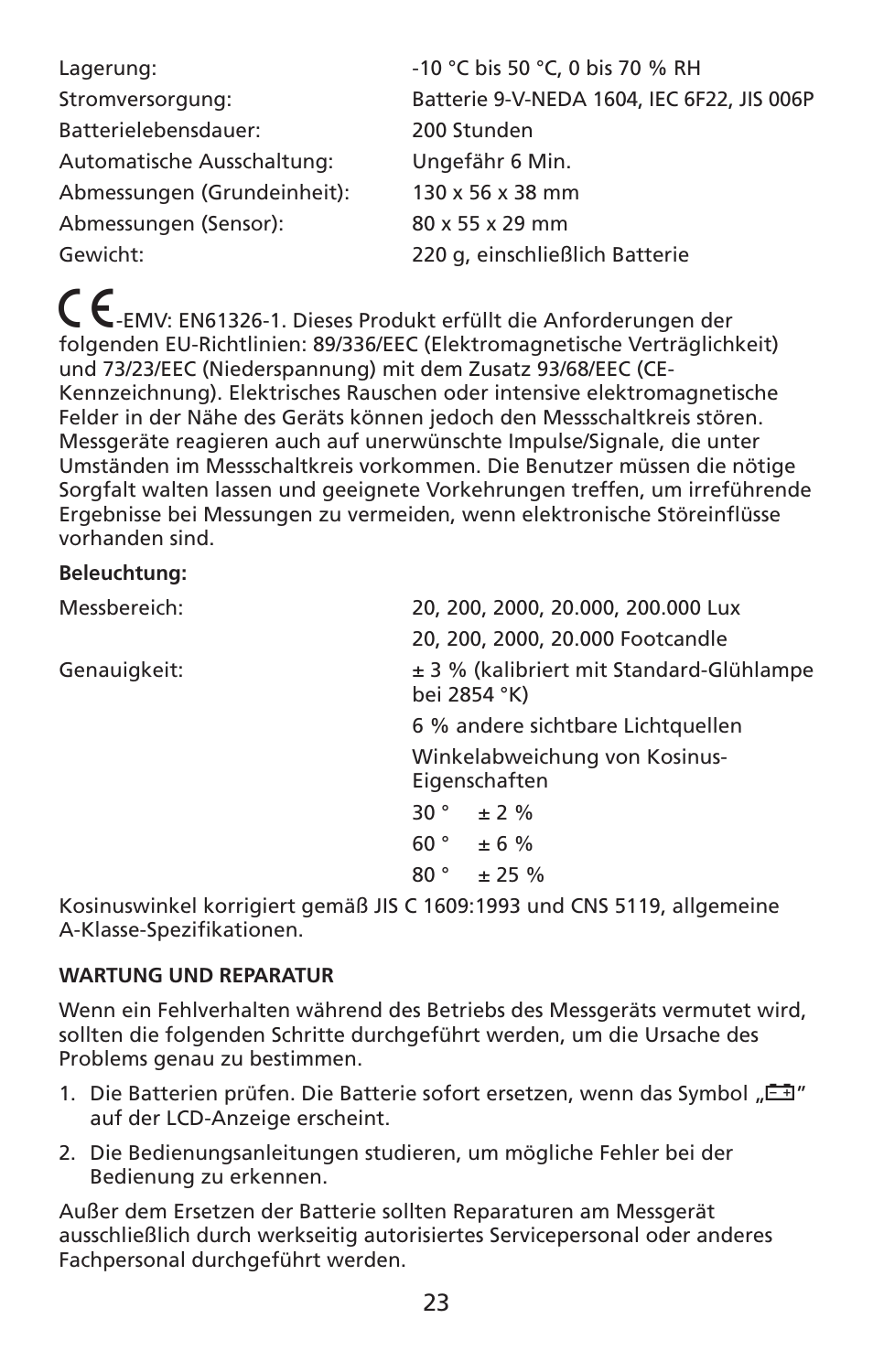 Amprobe LM-100 Light-Meters User Manual | Page 24 / 50