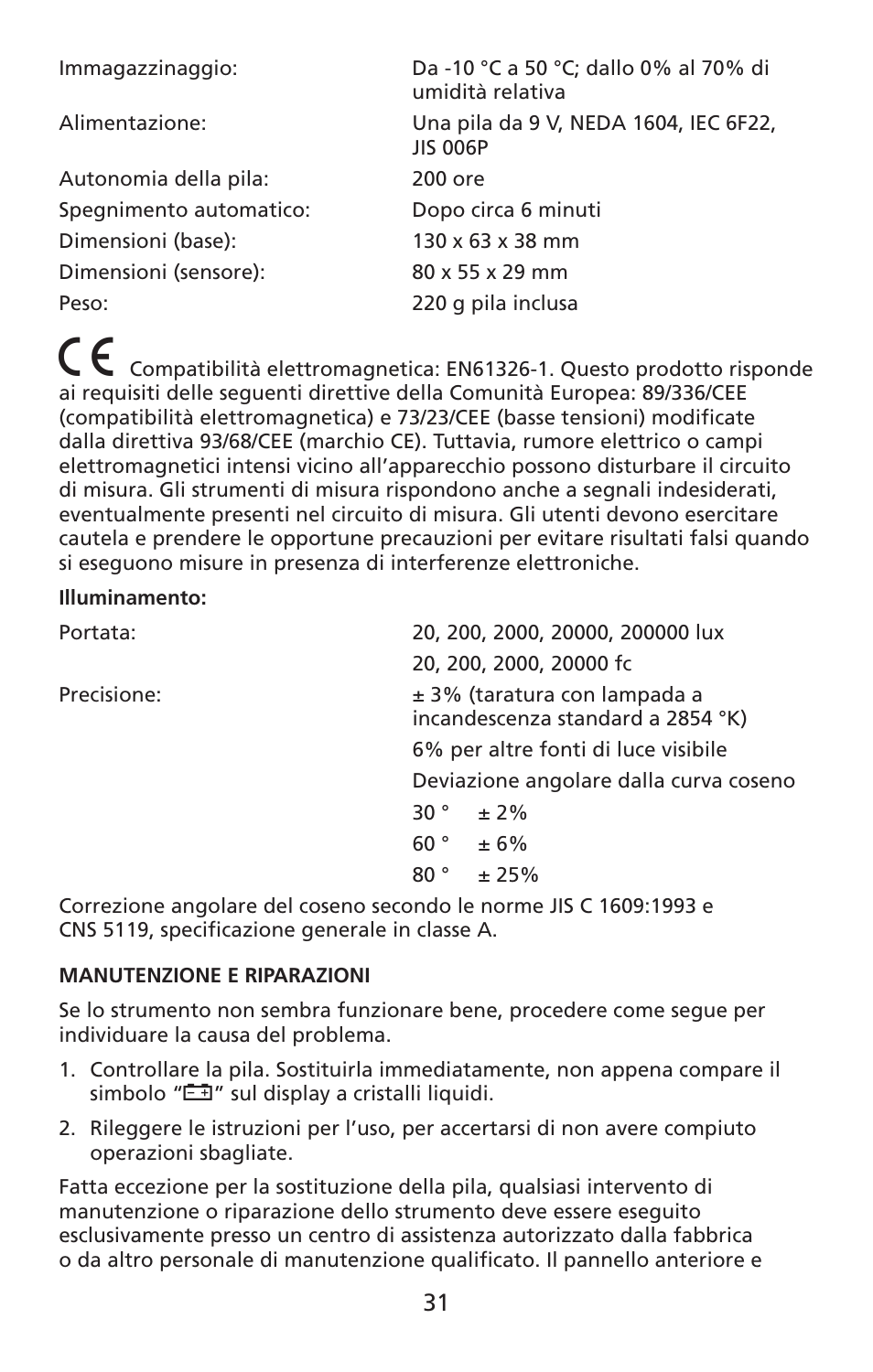 Amprobe LM-100 Light-Meters User Manual | Page 32 / 50