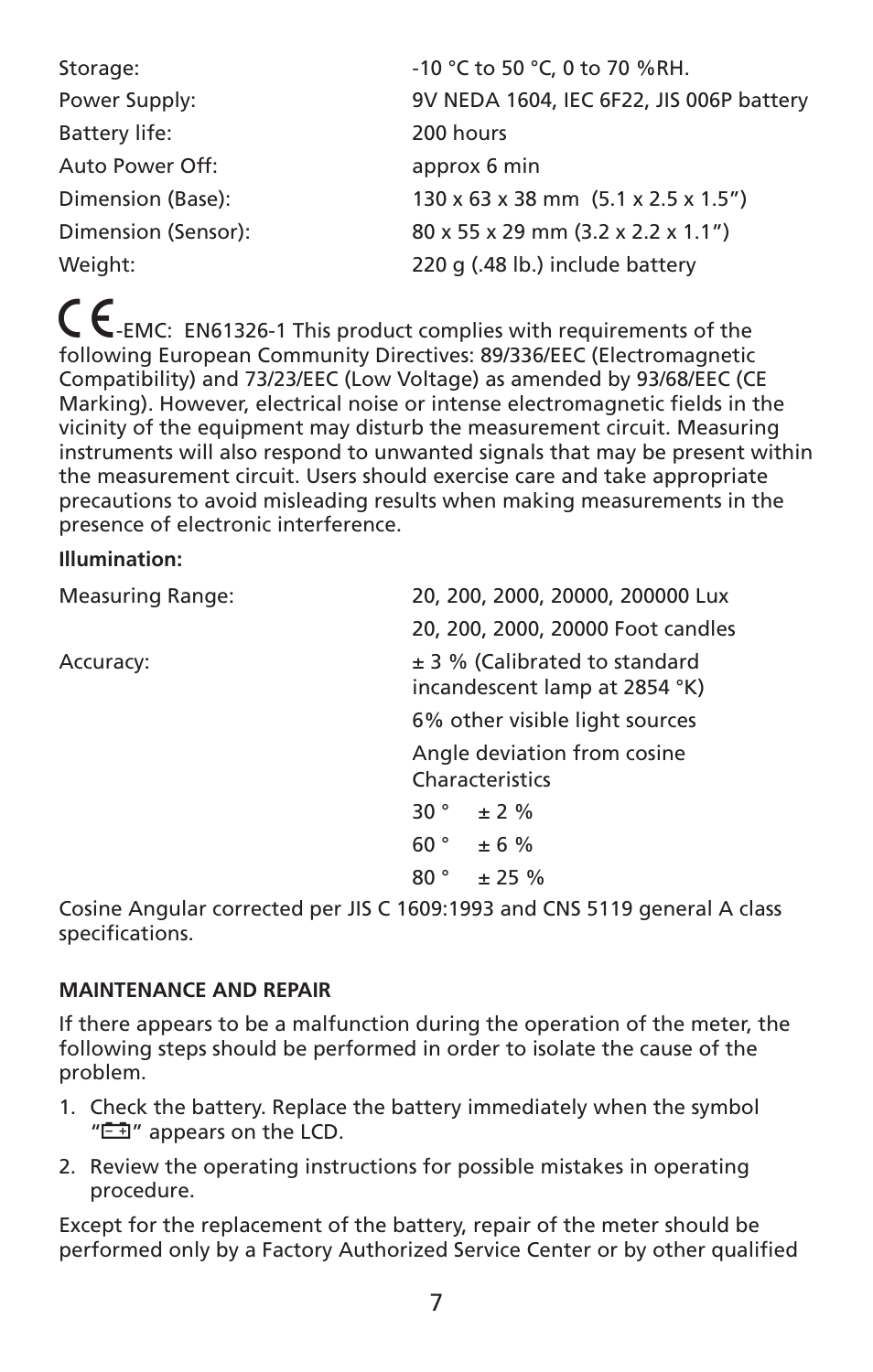 Amprobe LM-100 Light-Meters User Manual | Page 8 / 50