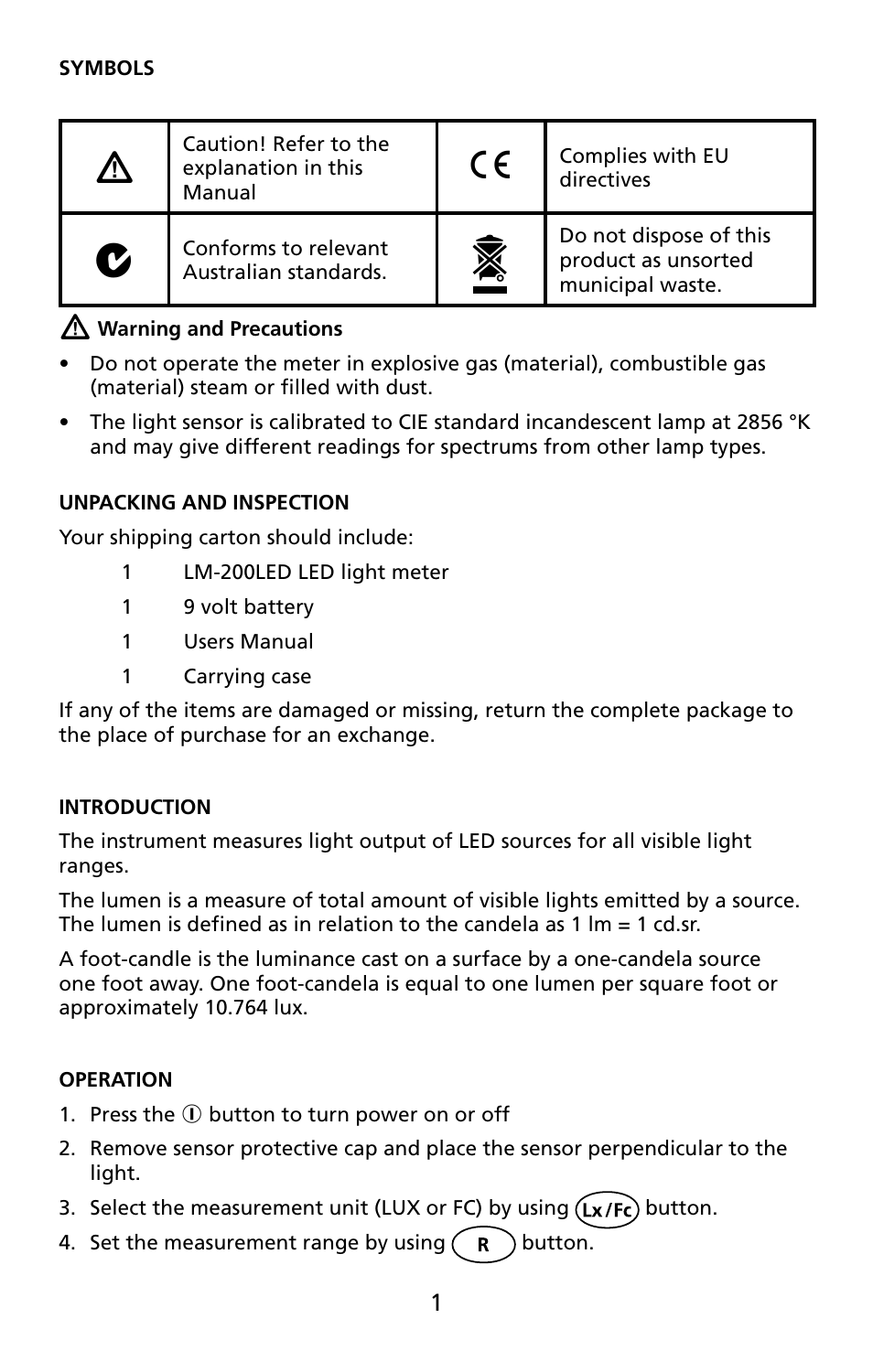 Amprobe LM-200LED LED-Light-Meter User Manual | Page 7 / 12