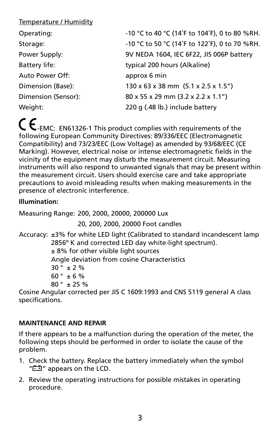 Amprobe LM-200LED LED-Light-Meter User Manual | Page 9 / 12