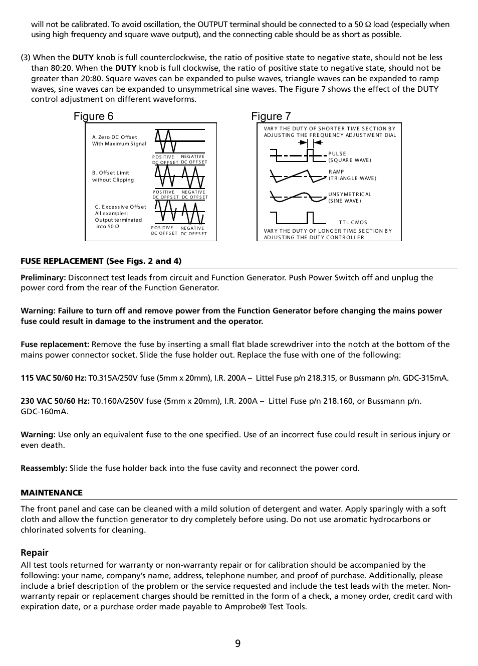 Figure 6 figure 7, Repair | Amprobe FG2C-UA FG3C-UA User Manual | Page 15 / 56