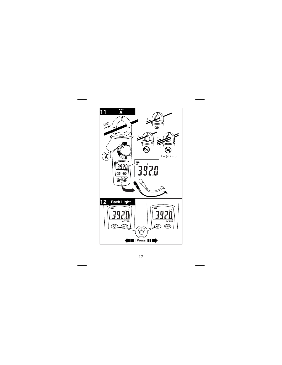 Back light | Amprobe AC75B User Manual | Page 22 / 72