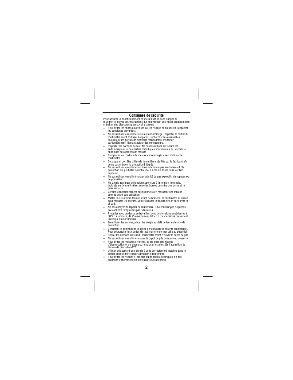 Consignes de sécurité | Amprobe AC75B User Manual | Page 27 / 72