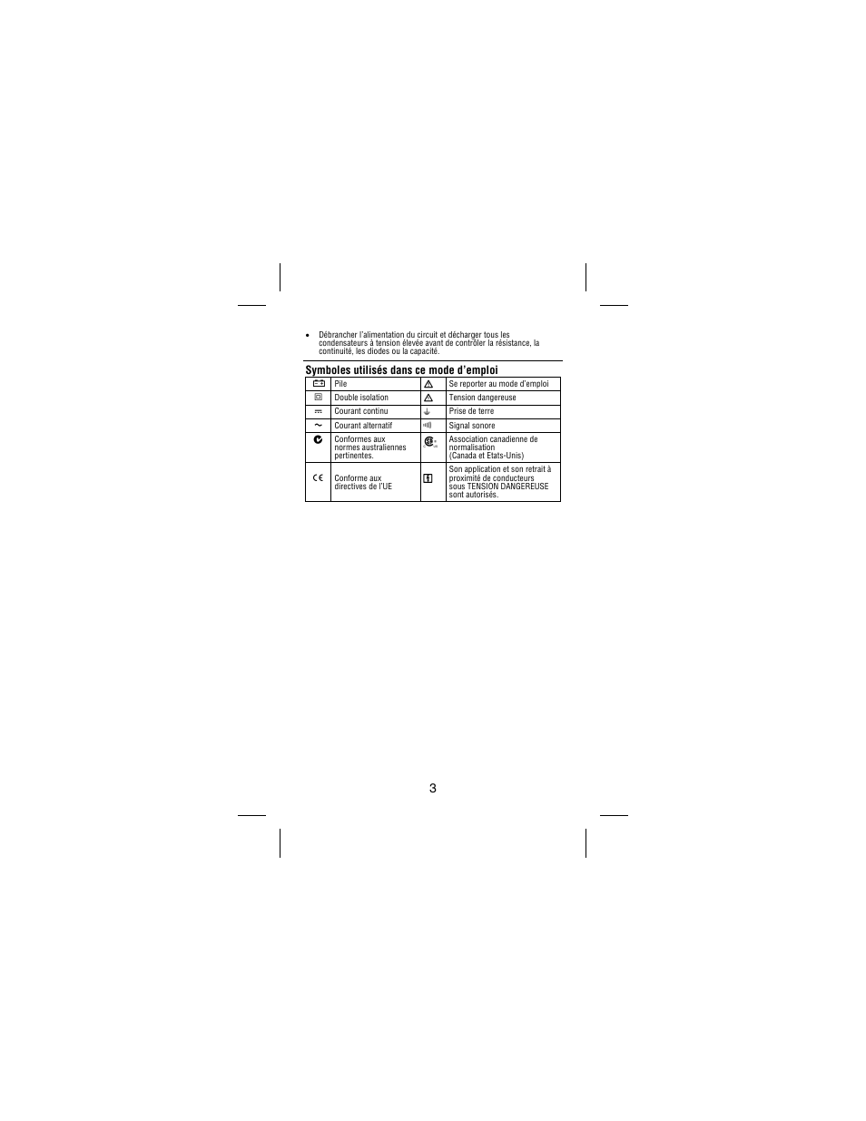 Symboles utilisés dans ce mode d’emploi | Amprobe AC75B User Manual | Page 28 / 72