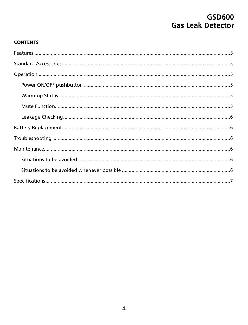Gsd600 gas leak detector | Amprobe GSD600 Gas-Leak-Detector User Manual | Page 5 / 50