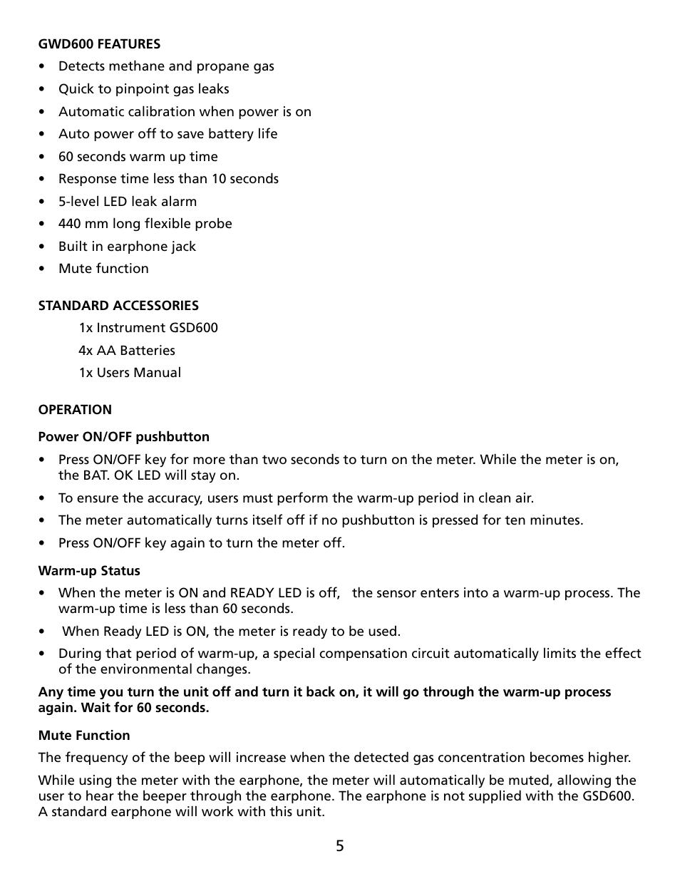 Amprobe GSD600 Gas-Leak-Detector User Manual | Page 6 / 50