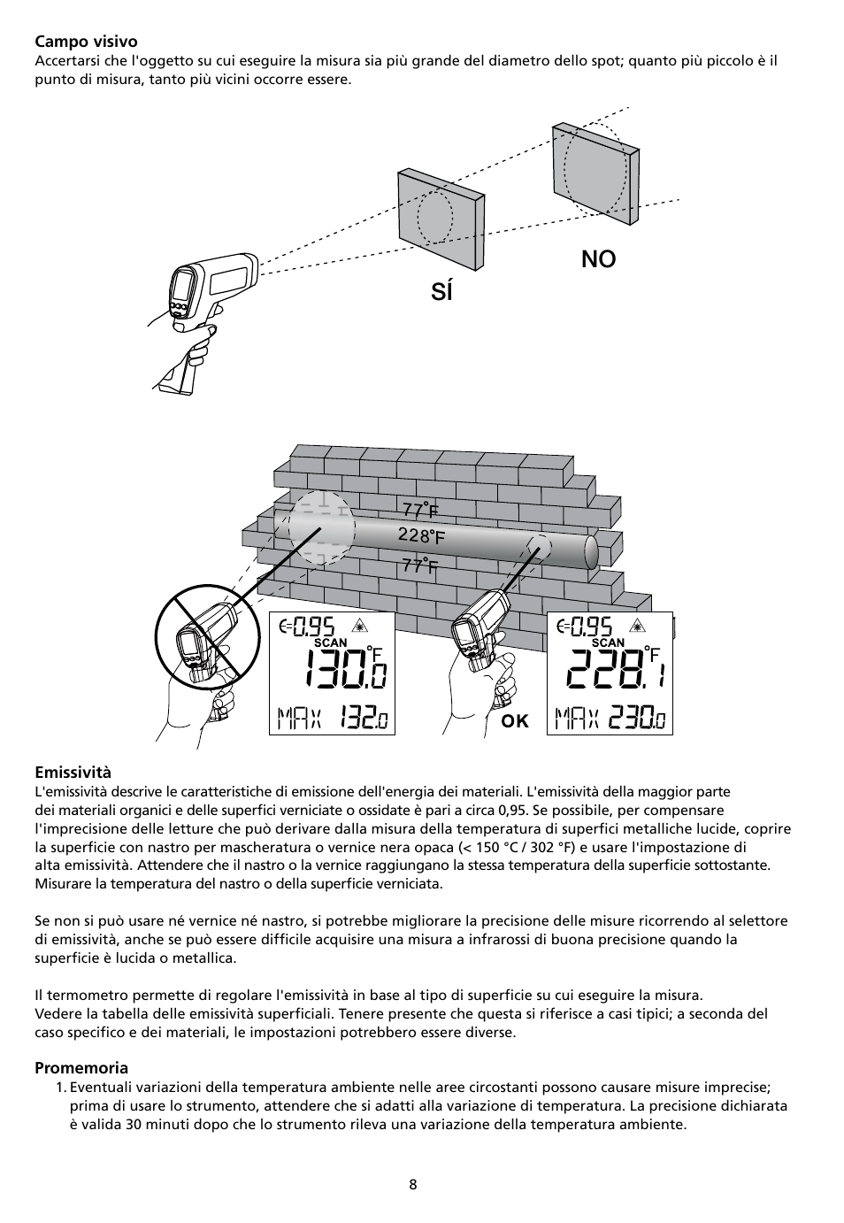 Sí no | Amprobe IR-712 IR-720 IR-730 Infrared-Thermometers User Manual | Page 60 / 98