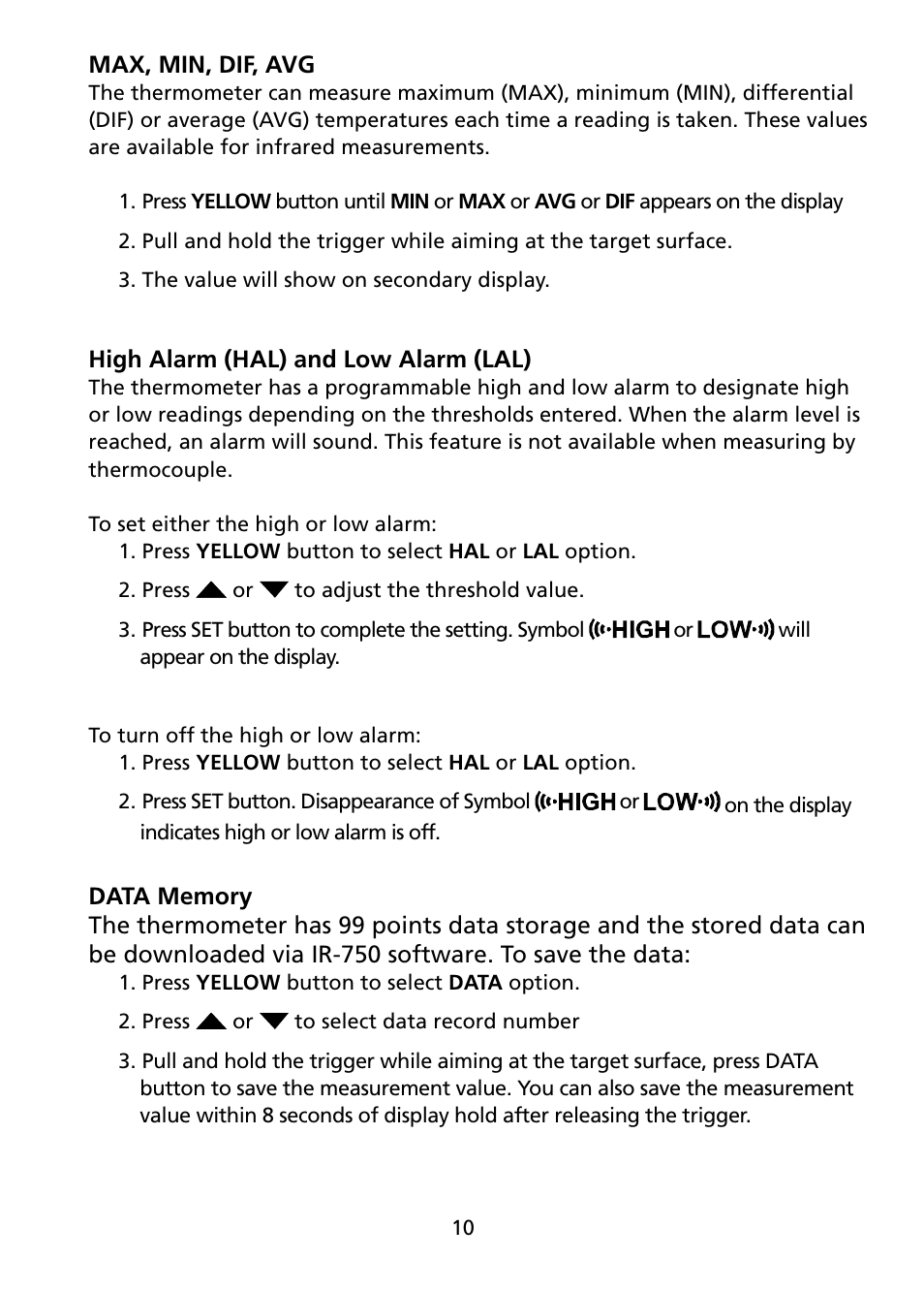 Amprobe IR-750 Infrared-Thermometer User Manual | Page 15 / 36