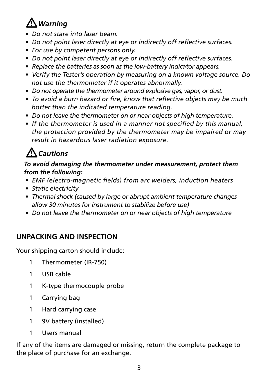 Amprobe IR-750 Infrared-Thermometer User Manual | Page 8 / 36